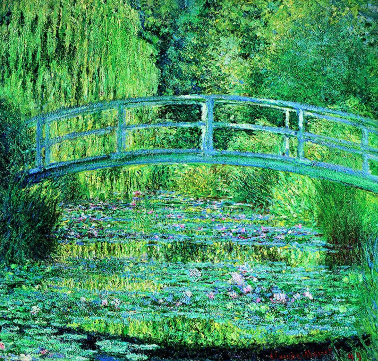 雅昌 莫奈《莲花池塘·绿色和谐》106×102cm装饰画 油画布