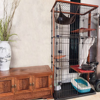 疯狂小狗出口日本实木猫笼子猫别墅特大型二三层猫咪笼子家用室内猫舍用品