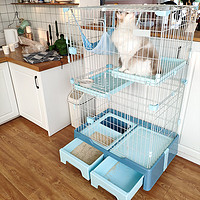 疯狂小狗猫笼子猫别墅猫砂盆猫笼家用双层二三层猫围栏室内猫窝猫咪用品