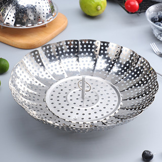 美厨不锈钢蒸架蒸盘器可伸缩型折叠蒸格蒸屉蒸片蒸格多功能水果篮