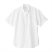 無印良品 MUJI 無印良品 男式 新疆棉水洗牛津 纽扣领短袖衬衫 纯棉衬衫 休闲衬衫 白色 XS