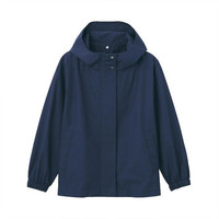 無印良品 MUJI 無印良品 女式 不易沾水 风帽夹克衫 海军蓝 XS-S