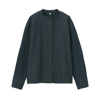 無印良品 MUJI 無印良品 女式 平织 立领衬衫 黑色 ONE SIZE
