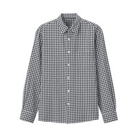無印良品 MUJI 無印良品 男式 印度棉双层纱织 衬衫 白色格纹 L