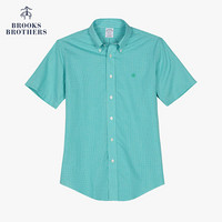 Brooks Brothers/布克兄弟男士府绸棉免烫细格纹设计短袖衬衫 1001-靛青色 XS