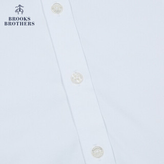 Brooks Brothers/布克兄弟男士府绸棉微弹免烫logo款长袖衬衫修身 1001-白色 S