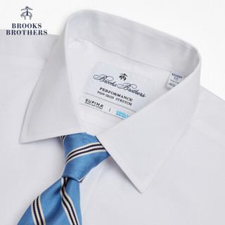 Brooks Brothers/布克兄弟男士斜纹免烫长袖正装衬衫商务通勤 1001-白色 14/H/1