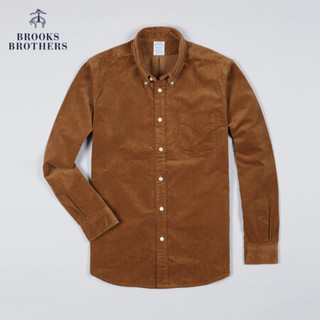 Brooks Brothers/布克兄弟男士20冬新棉质微弹灯芯绒休闲长袖衬衫 2005-焦糖色 M