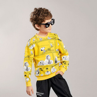 史努比童装男童卫衣儿童洋气上衣潮宝宝春季新款中大童套头卫衣 黄色 140cm