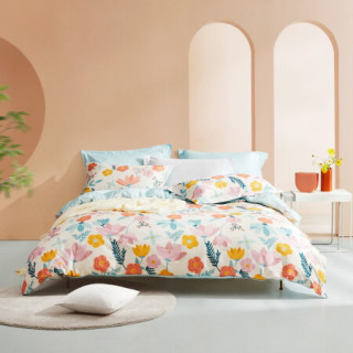 lovo乐蜗家纺纯棉四件套全棉40s床上用品套件双面可用小清新双人床单