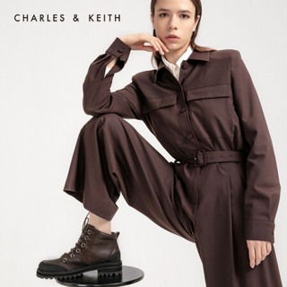 CHARLES＆KEITH女靴女鞋冬季CK1-90390166简约女士休闲系带登山靴 Brown棕色 36