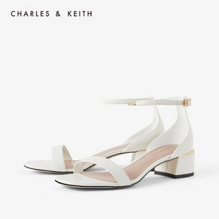 CHARLES＆KEITH2021春季CK1-60361264女士简约一字带中跟凉鞋 白色 40