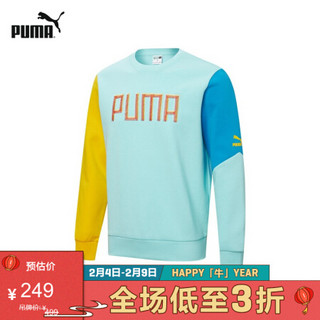 PUMA彪马官方 新款男女同款拼色圆领卫衣 COLORFUL 532180 阿鲁巴蓝-33 XL