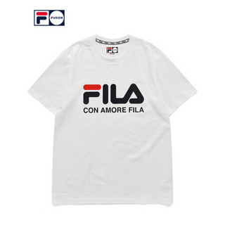 FILA FUSION潮牌 男子针织短袖衫2021年春季新款简约休闲上衣T恤 标准白-WT 165/88A/S