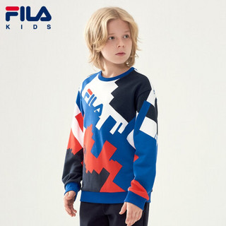 FILA KIDS 斐乐儿童连帽卫衣中大童男童卫衣保暖时尚2021年春新款 满印-PT 150