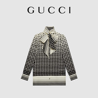 GUCCI古驰几何G印花真丝衬衫