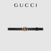 GUCCI古驰珍珠双G带扣皮革腰带