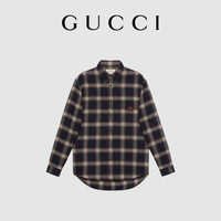 GUCCI古驰互扣式双G格纹羊毛衬衫