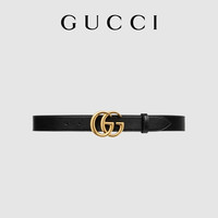 GUCCI古驰闪亮双G带扣皮革腰带