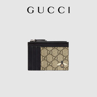 GUCCI古驰蜜蜂印花帆布卡包