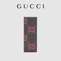 GUCCI古驰双G提花羊毛真丝混纺围巾