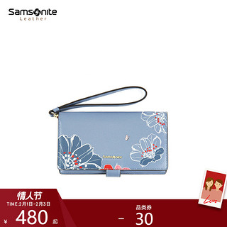 Samsonite/新秀丽手机包女 休闲时尚女士钱包优雅气质手拿包TM6（蓝色）