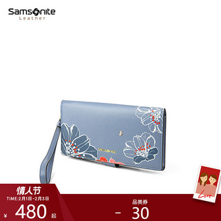 Samsonite/新秀丽手机包女 休闲时尚女士钱包优雅气质手拿包TM6（蓝色）