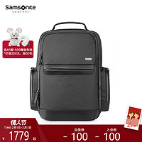 Samsonite/新秀丽双肩包男 高质感商务皮革背包15寸电脑背包TW0