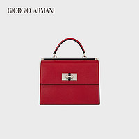 GIORGIO ARMANI/阿玛尼女士旋扣光面皮革手提包