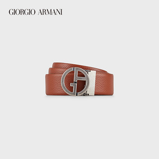 GIORGIO ARMANI/阿玛尼男士新商务系列GA logo人字纹皮革腰带