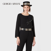 GIORGIO ARMANI/阿玛尼秋冬女士经典复刻系列荷叶边桑蚕丝衬衫
