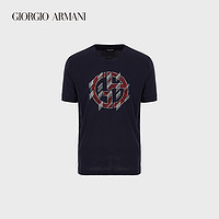 GIORGIO ARMANI/阿玛尼秋冬男士经典复刻系列人字纹刺绣棉质T恤