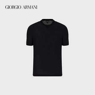 GIORGIO ARMANI/阿玛尼秋冬男士弹力网布刺绣LOGO短袖T恤
