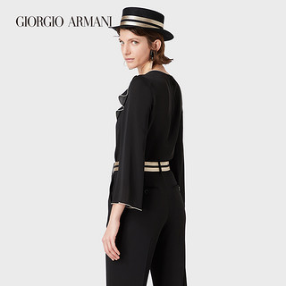 GIORGIO ARMANI/阿玛尼秋冬女士经典复刻系列荷叶边桑蚕丝衬衫