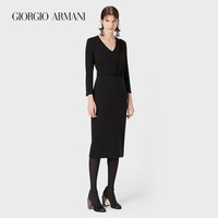 乔治·阿玛尼 GIORGIO ARMANI/阿玛尼秋冬女士经典复刻系列褶皱平纹针织连衣裙