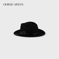 乔治·阿玛尼 GIORGIO ARMANI/阿玛尼秋冬女士经典复刻系列皮革装饰宽边帽