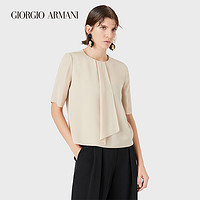 GIORGIO ARMANI/阿玛尼秋冬女士经典复刻系列荷叶边桑蚕丝衬衫