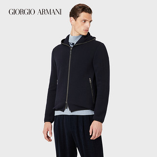 GIORGIO ARMANI/阿玛尼秋冬男士绵羊毛人字纹长拉链夹克