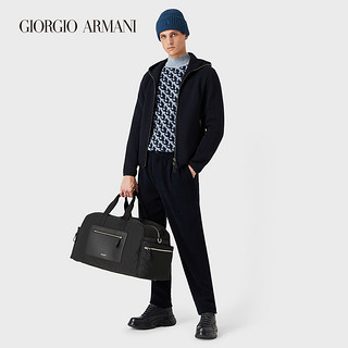 GIORGIO ARMANI/阿玛尼秋冬男士绵羊毛人字纹长拉链夹克