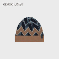 乔治·阿玛尼 GIORGIO ARMANI/阿玛尼秋冬男士经典几何提花羊绒针织帽