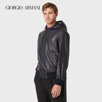 乔治·阿玛尼 GIORGIO ARMANI/阿玛尼秋冬男士经典复刻系列羊皮革连帽皮衣