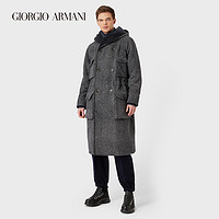 GIORGIO ARMANI/阿玛尼秋冬男士新商务系列层压连帽长款大衣