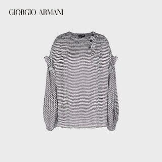 GIORGIO ARMANI/阿玛尼2021早春女士人字纹图案缎面衬衫
