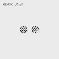 乔治·阿玛尼 GIORGIO ARMANI/阿玛尼2021早春男士珐琅条纹银LOGO袖扣