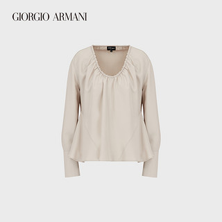 GIORGIO ARMANI/阿玛尼2021早春女士领口褶皱桑蚕丝衬衫