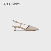 乔治·阿玛尼 GIORGIO ARMANI/阿玛尼2021早春女士羊皮链带浅口高跟鞋