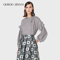 乔治·阿玛尼 GIORGIO ARMANI/阿玛尼2021早春女士人字纹图案缎面衬衫