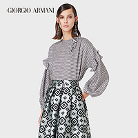 GIORGIO ARMANI/阿玛尼2021早春女士人字纹图案缎面衬衫