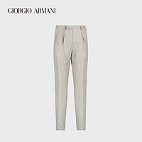 GIORGIO ARMANI/阿玛尼2021早春男士褶裥亚麻休闲裤