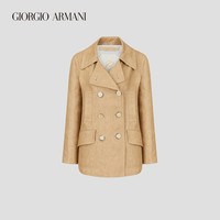 乔治·阿玛尼 GIORGIO ARMANI/阿玛尼2021早春女士亚麻双排扣风衣